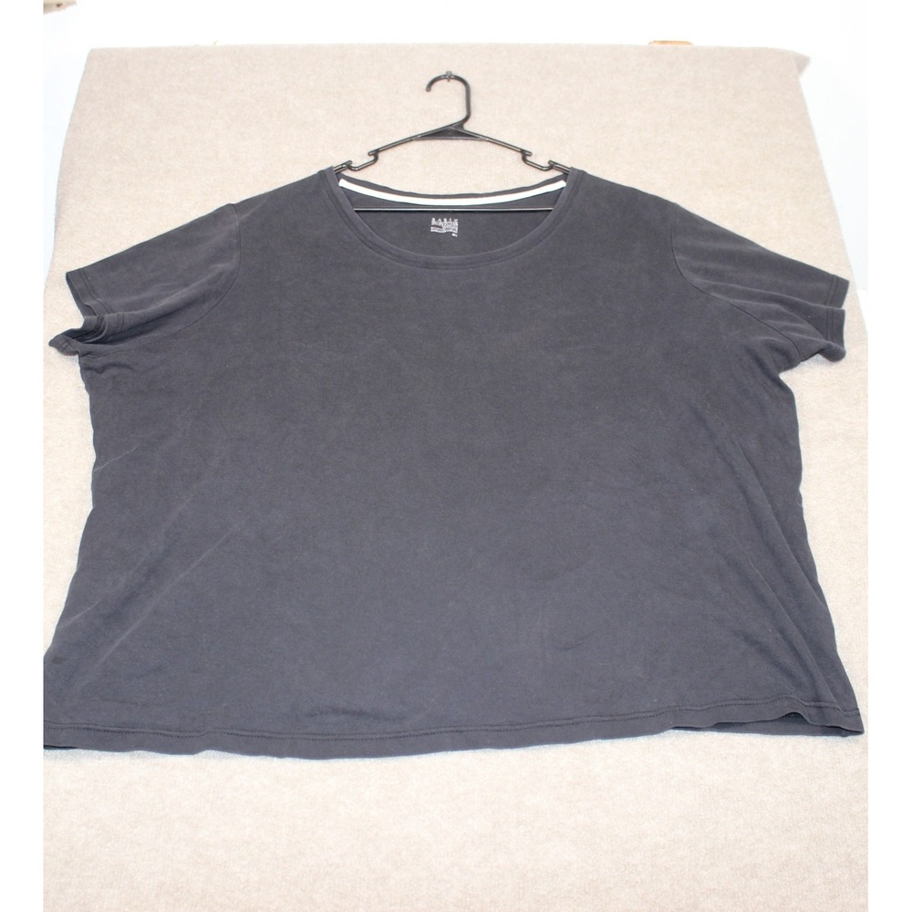 Basic Editions Woman Charcoal Gray Short Sleeve Crew Neck T-Shirt Plus Size 4X